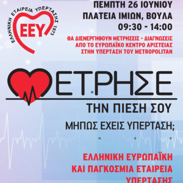 Δωρεάν Μετρήσεις Αρτηριακής Πίεσης στην Πλατεία Ιμίων στη Βούλα