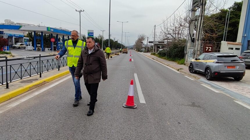 Αυτοψία του Αντιπεριφερειάρχη Ανατολικής Αττικής στις εργασίες στη Λ. Μαραθώνος