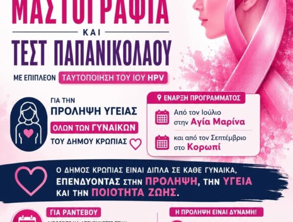 Δωρεάν εξετάσεις για την πρόληψη καρκίνου του μαστού και του τραχήλου